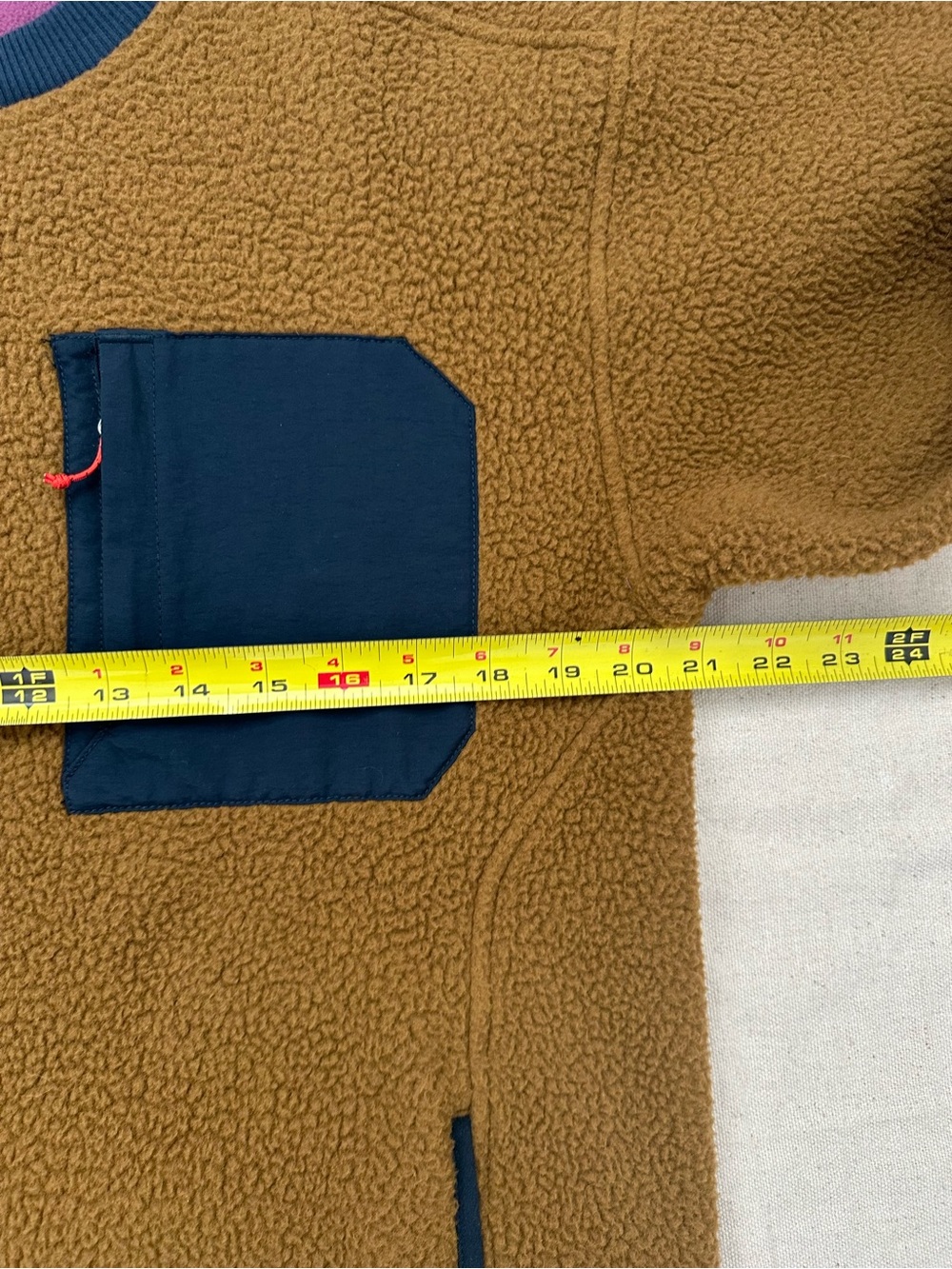 Eddie Bauer EBTEK Sherpa Fleece Pullover Sweater Brown Blue Small Vintage Vibe - Picture 6 of 10